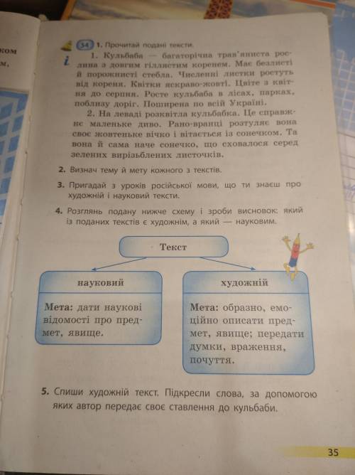 Спиш художній текст.Підкресли слова, за до яких передає своє ставлення до кульбаби.