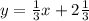 y = \frac{1}{3}x + 2 \frac{1}{3}