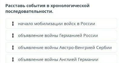 Каковы причины Первой мировой войны? Расставь события в хронологической последовательности.​