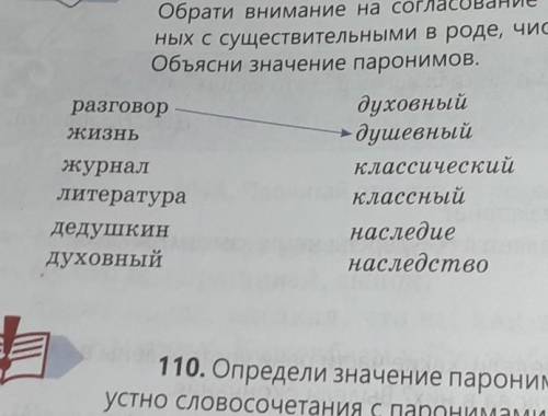 109 б Запиши словосочетания с паронимами Обрати внимание на согласование прилагательных и существите