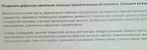 Раздели дефисное написание сложных прилагательных слитного Запишите их в две группы​