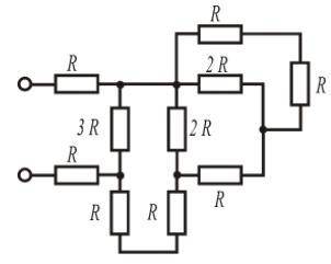 Найти эквивалентное сопротивление Rэ в цепи, показанной на рисунке