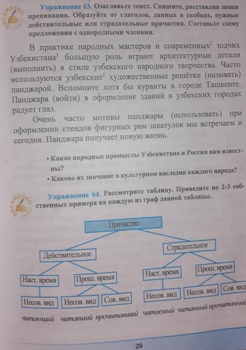 упражнение 63 Озаглавьте текст спишите расставляя знаки препинания образуйте от глаголов данных в ск