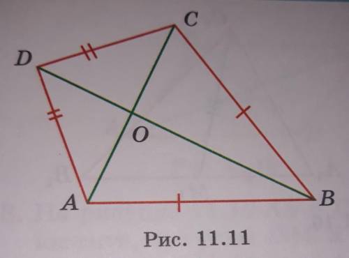 На рисунке 11.11 AB= BC, AD= CD Докажите что АО=OC​