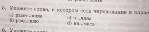 Укажите слово в котором есть чередование в корнеРусский, 6 класс сор , токо 1 правильный​