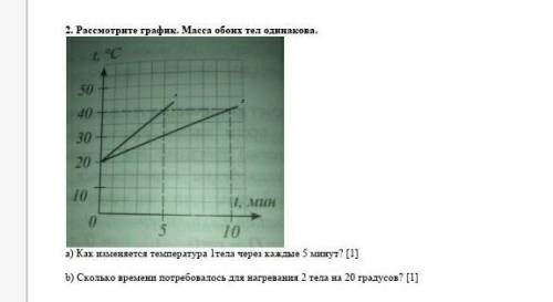 A) Как изменяется температура 1тела через каждые 5 минут? [1] b) Сколько времени потребовалось для н