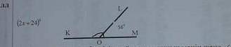 (2x+24)° Найдите значение неизвестной переменной x и значение угла KOL на рисунке оочен