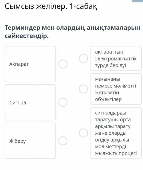 Терминдер мен олардың анықтамаларын сәйкестендір.6 класс ​