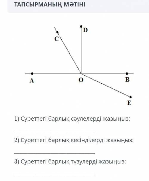 Суреттегі барлық сәулелерді жазыңыз Хэл​