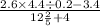 \frac{2.6 \times 4.4 \div 0.2 - 3.4}{12 \frac{2}{5} + 4}