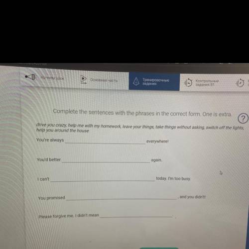 Complete the sentences with the phrases in the correct form. One is extra. drive you crazy, help me