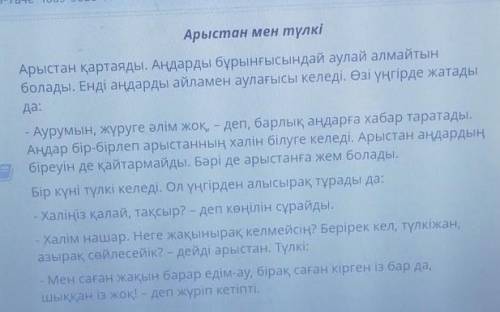 Мәтінді оқып, сұрақтарға жауап бер. Арыстан қандай хабар таратты?Жақын келгені туралыАуырып, әлсірег