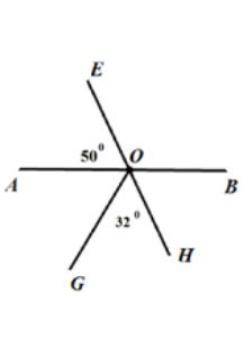 Запишите углы смежные к ∠EОB Запишите две пары вертикальных угловВычислите величину ∠HОВНайдите вели