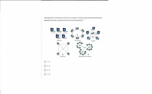 Определите топологию сетей, в которых точкой подключения является маршрутизатор, коммутатор или конц