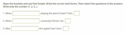 Open the brackets and use Past Simple. Write the correct verb forms. Then match the questions to the