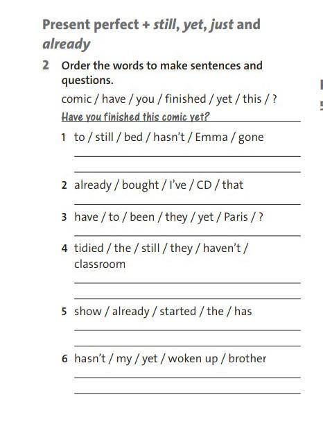 Order the words to make sentences and questions .​