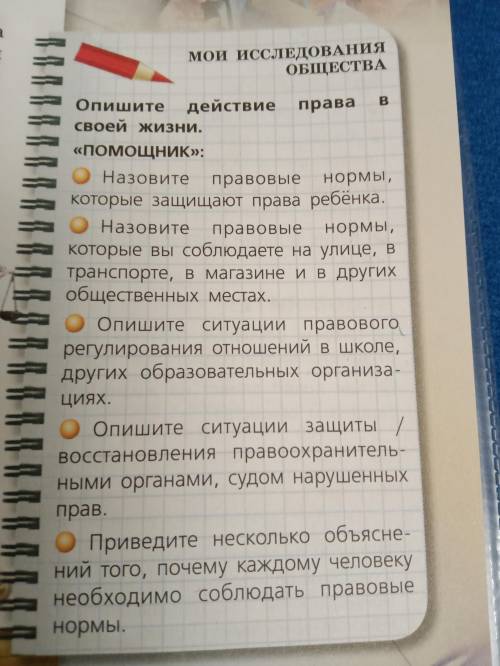 Опишите действие права в своей жизни 7 класс