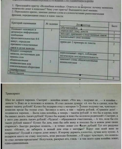 1. послушайте притчу Волшебное копейка ответьте на вопросы : почему менялось количество денег в коше