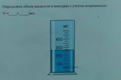 Определить объем жидкости в мензурке с учетом погрешности​