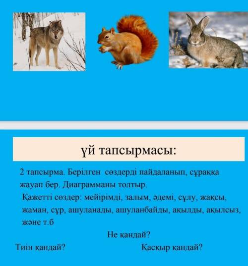 С этих слов ответь на вопросы по картинкам. Составь диаграмму. ​