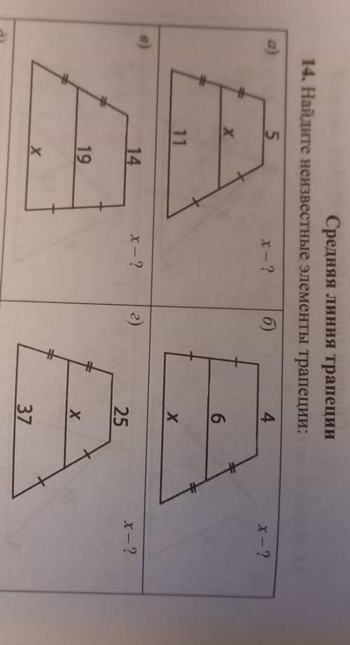 Найдите неизвестные элементы трапеции а)б)в) ребят