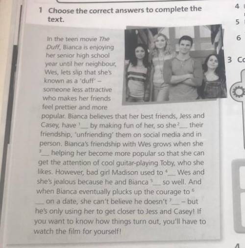 1 Choose the correct answers to complete the text. the teen movie The Duff, Blanca is enjoying her s