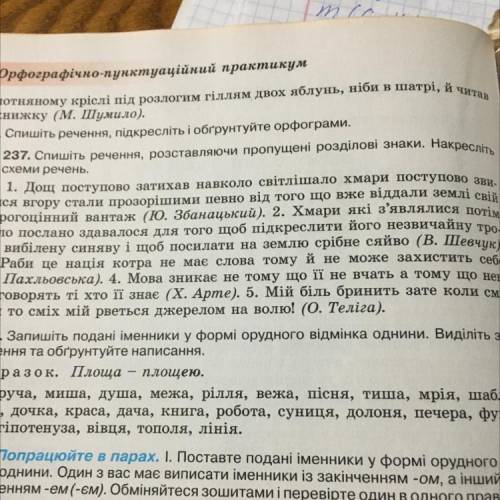 Тог rec 237. Спишіть речення, розставляючи пропущені розділові знаки. Накресліть схеми речень. 1. До