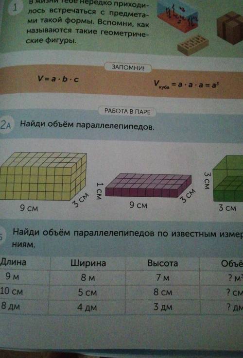 2А 1 парарепипет 4см,9см,3см.2 1см,9см,3см.3 3см,3см,3см​