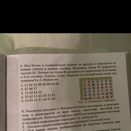 Код буквы в кодировочной таблице на рисунке 2 образуется из номера строки и номера столбца. Например