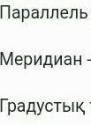 Параллель дегеніміз не? Меридиан дегеніміз не?Градустык дегеніміз не? ​