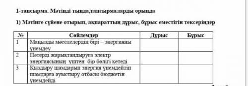 1-тапсырма. Мәтінді тыңда, тапсырмаларды орында​