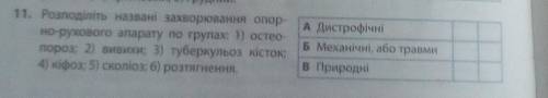 Розподіліть названі захворювання опорно-рухового апарату по групах: 1) остеопороз 2) вивихи3) туберк