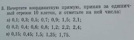 Начертите координатную прямую, приняв за единичный отрезок 10 клеток и ометьте на ней числа :