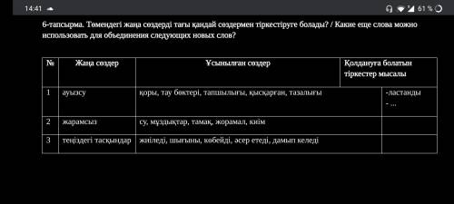 6-тапсырма. Төмендегі жаңа сөздерді тағы қандай сөздермен тіркестіруге болады? / Какие еще слова мож