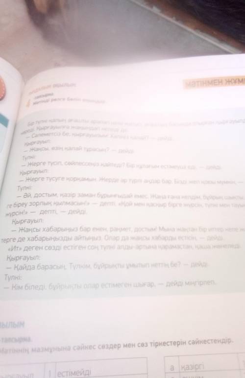 6 -тапсырма.Мәтінді оқып, мәтіннің мазмұнын ашатын тірексөздерді теріп жаз. Оларды пайдаланып, сөз т
