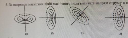 За напрямом магнітних ліній магнітного поля визначте напрям струму у провіднику​