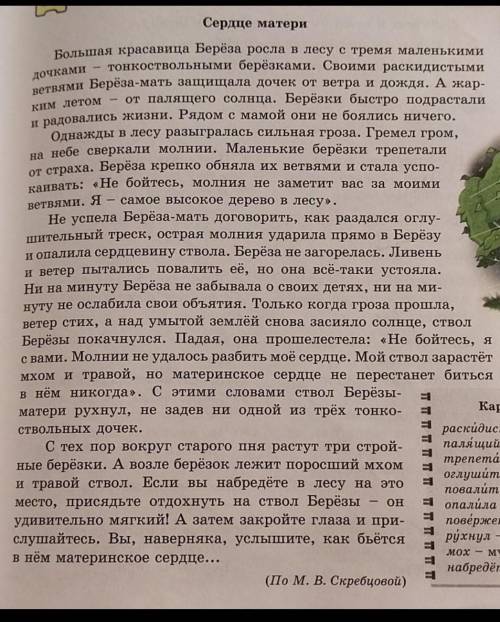 1)назовите героев сказки 2)От чего Берёза-мать защищала своих дочерей?3)что случилось Берёзой-матерь