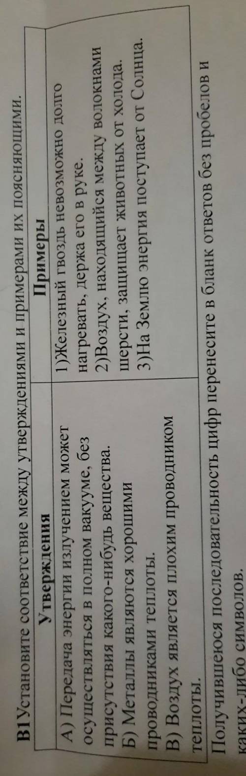 В1 Установите соответствие между утверждениями и примерами их поясняющими.​