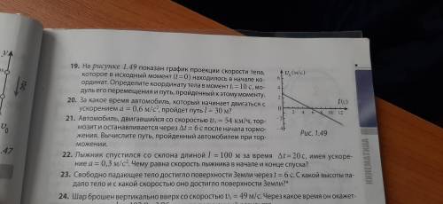 На рисунке во вложении показан график проекции скорости тела, которое в исходный момент (t=0) находи