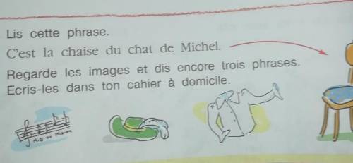 10. Lis cette phrase. C'est la chaise du chat de Michel.Regarde les images et dis encore trois phras