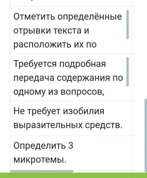 Слева в таблице даны одни из основных особенностей различных видов изложений. Вспомните виды изложен