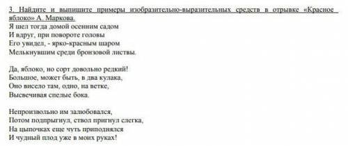 Найдите и выпишите примеры изобразительно-выразительных средств в отрывке красное яблоко​