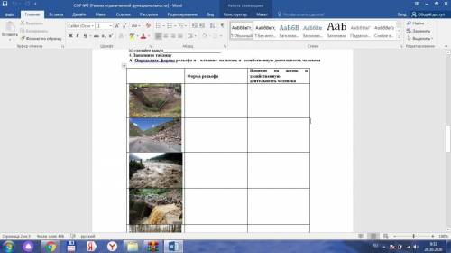 Заполните таблицу А) Определите формы рельефа и влияние на жизнь и хозяйственную деятельность челове