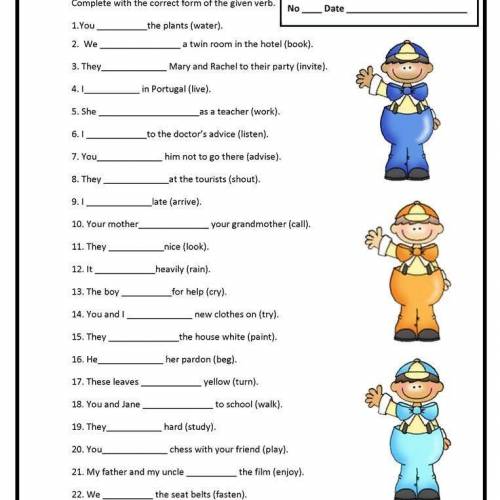 Past Simple-Regular Verbs Complete with the correct form of the given verb