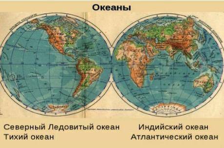 Используя карту полушарий, покажи все материки Земли и определи: Какими океанами омывается каждый ма