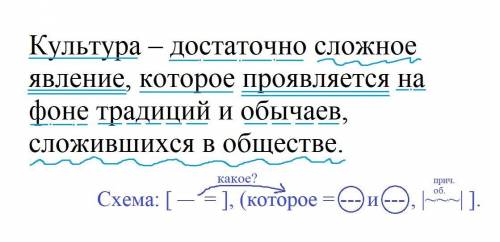 Полный синтаксический разбор СПП. Культура –достаточно сложное явление, которое проявляется на фоне