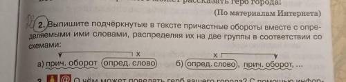 2. Выпишите подчёркнутые в тексте причастные обороты вместе с опре- деляемыми ими словами, распредел