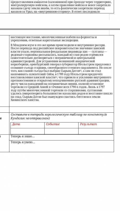 Составьте в тетради хронологическую таблицу по таблице нациолньна освободительные движение казахов п