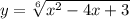 y=\sqrt[6]{x^{2} -4x+3}