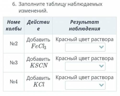 Ученик исследовал, как концентрация реагентов влияет на сдвиг равновесия междухлоридом железа (III)